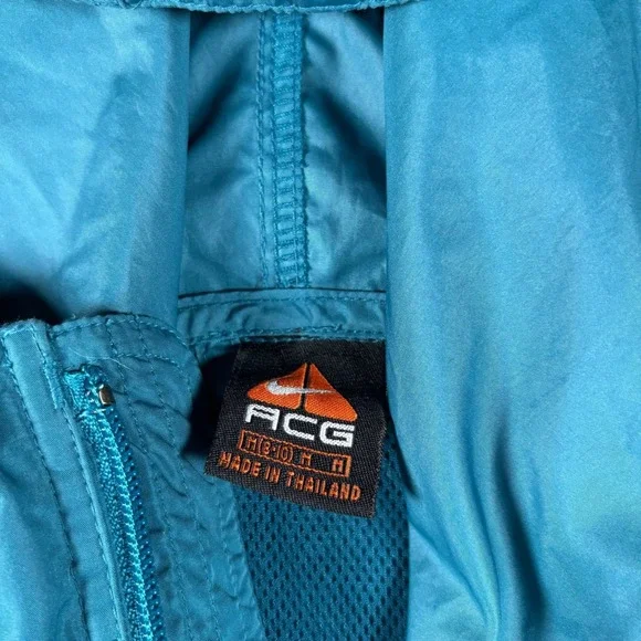 VTG Y2K Nike ACG Mens M Teal Colorblock Hooded Windbreaker Jacket Gorpcore - Picture 5 of 9